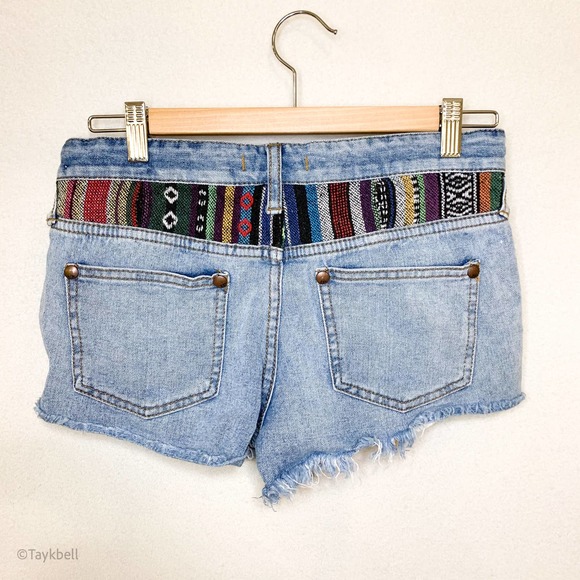 Free People Baja Serape Rugged Cut Off Jean Shorts - Picture 7 of 13